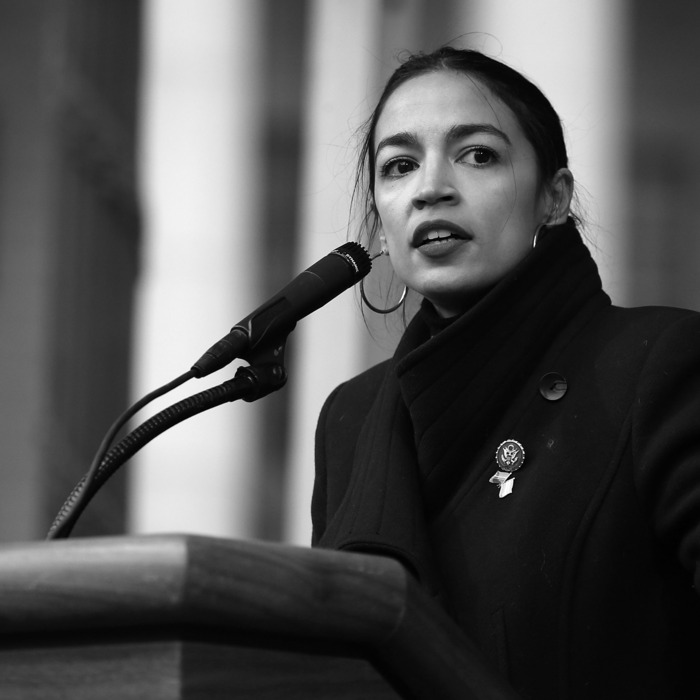 Alexandria Ocasio-Cortez on January 19, 2019 at the Women's March in New York. Here she gave a speech at the Women's Unity Rally.
