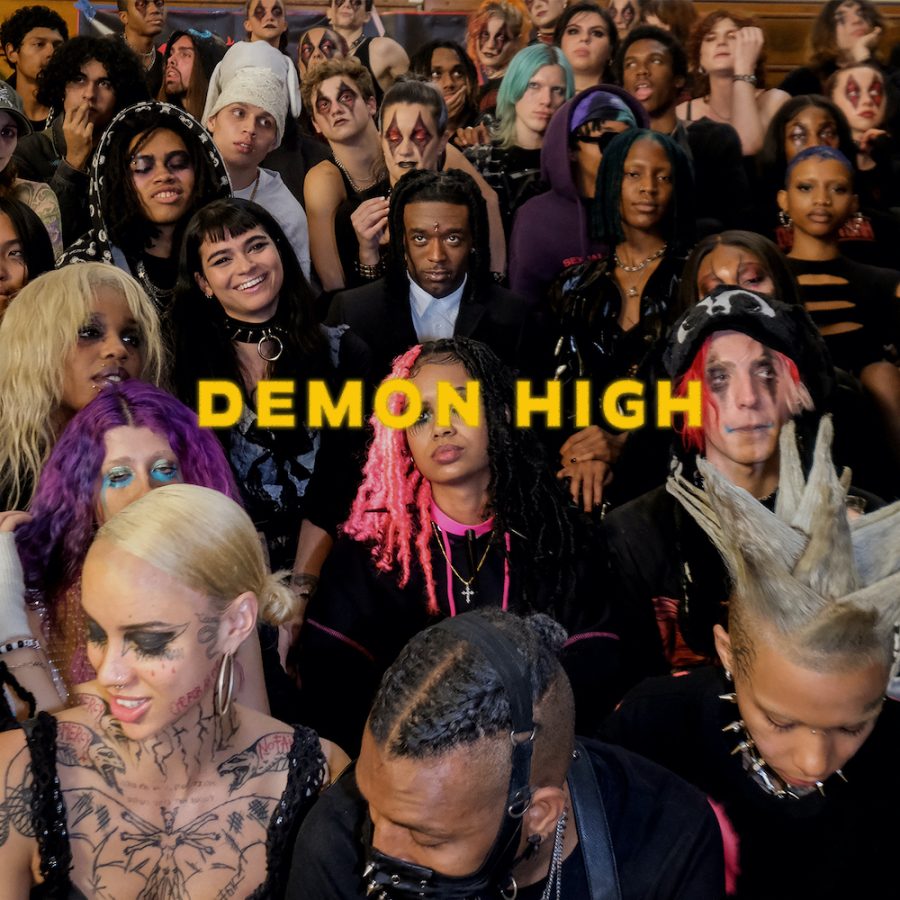 Cover-art for "Demon High" with Lil Uzi Vert in a crowd surrounded by high schoolers relating to the music video.