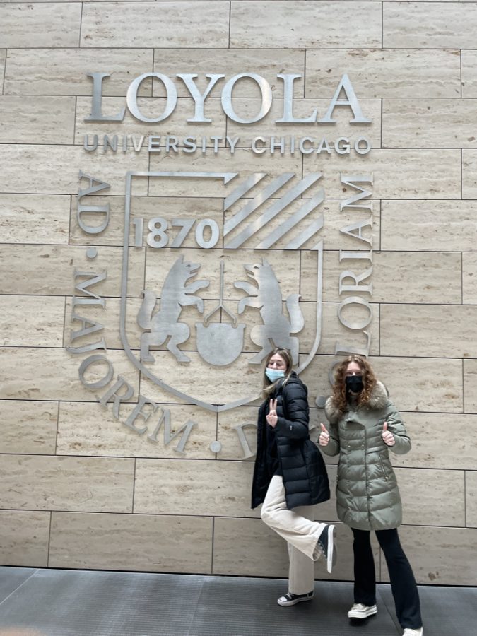 My best friend and I touring Loyola, Chicago's campus.