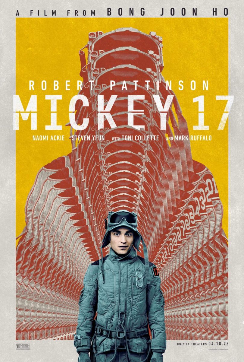 The movie poster for Mickey 17, featuring Robert Pattison as main character(s) Mickey.